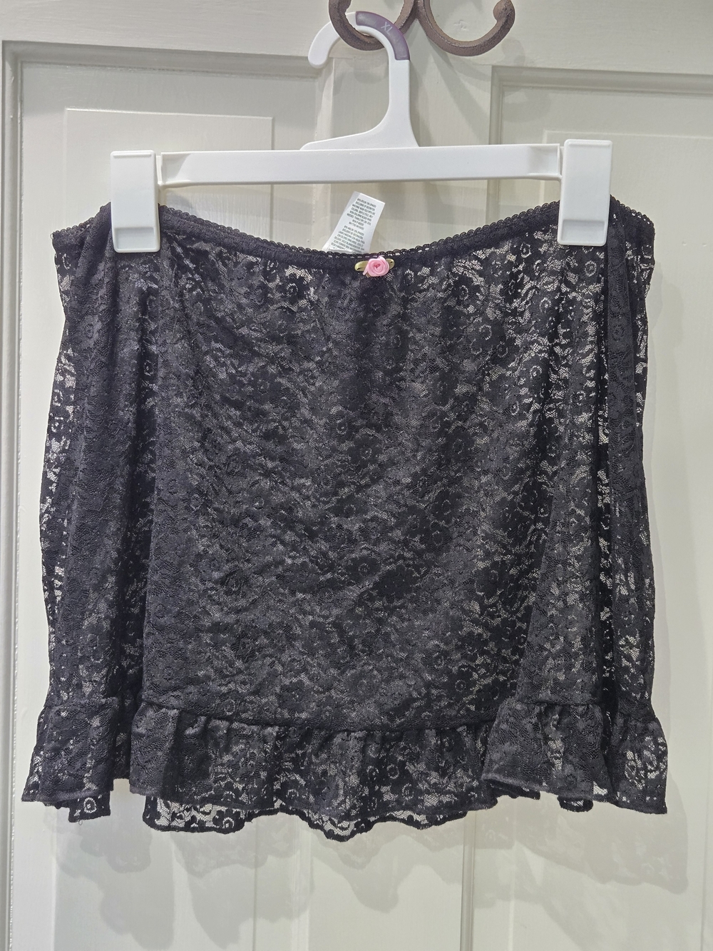 wild fable Black Lace Ruffle Swim Coverup Skirt